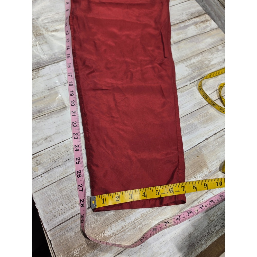 Out Brook Womens Vintage Red 100% Silk Quilted Jacket and Pants Tracksuit Set M - Picture 5 of 9